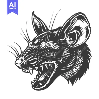 Aset premium populer: A fierce, snarling rodent head with sharp teeth and large ears