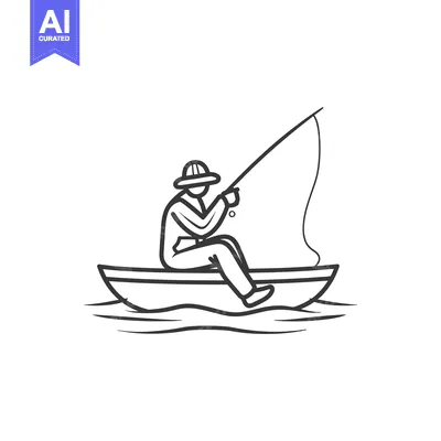 A Fisherman Sitting in a Boat, Casting a Line