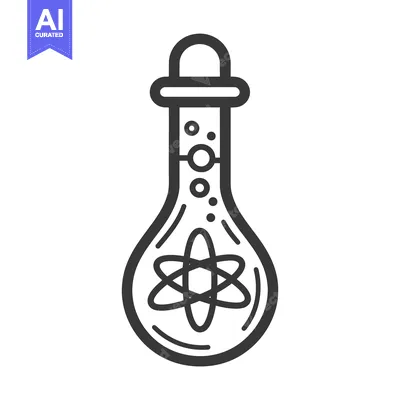 Aset premium populer: A Flask Containing an Atom Symbol with Bubbles