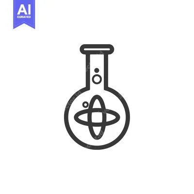 Aset desain premium: A Flask Depicting an Atom with Electron Orbitals