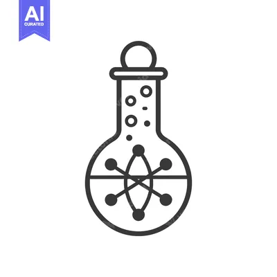 Aset premium populer: A Flask Filled with Liquid and a Molecular Structure Inside