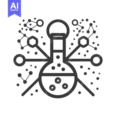 Aset desain premium: A Flask With Connected Shapes Surrounded By Dots