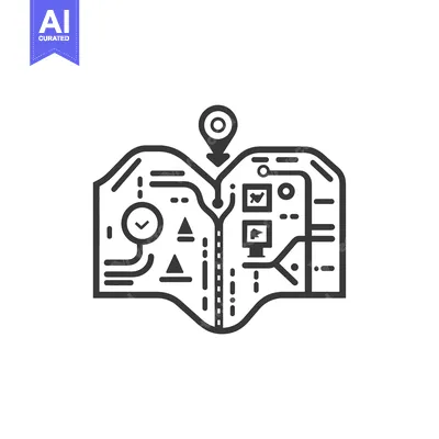 Aset premium populer: A Folded Map with a Pinpoint Location and Route Indicators