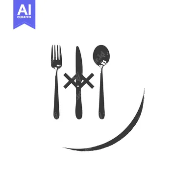 Aset desain premium: A Fork, Knife, and Spoon Crossed Out With an X on a Plate
