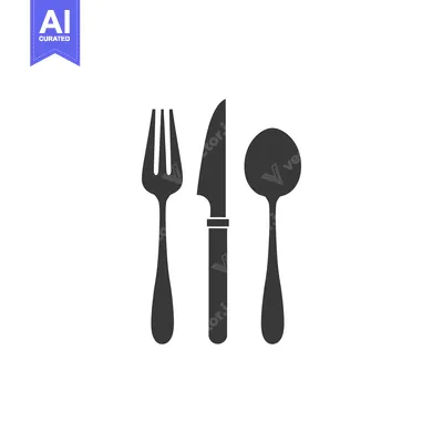 Aset desain premium: A Fork, Knife, and Spoon Silhouettes