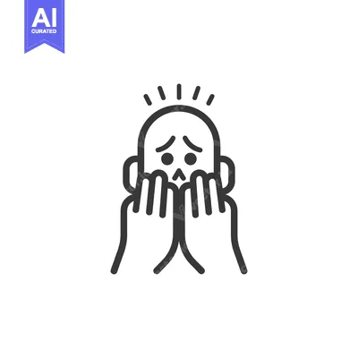 Aset premium populer: A line art drawing showing a person expressing strong feelings