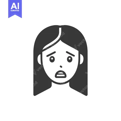 Aset premium populer: A black and white illustration of a worried looking woman