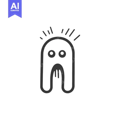 Premium design asset: A cartoon ghost illustration with a shocked or scared expression