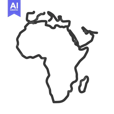 Premium design asset: A simple line drawing depicting the continent of Africa
