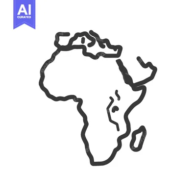 Aset premium populer: A simplified line art illustration of the african continent