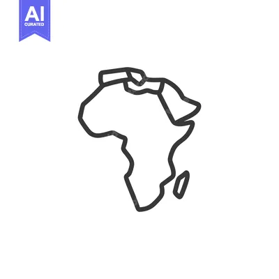 Aset desain premium: A simple black outline illustrating the continent of Africa on white