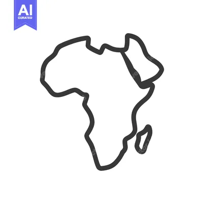 Aset desain premium: A simple outline drawing depicting the continent of Africa