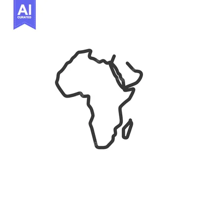 Aset desain premium: A simple black outline of the continent of Africa on white