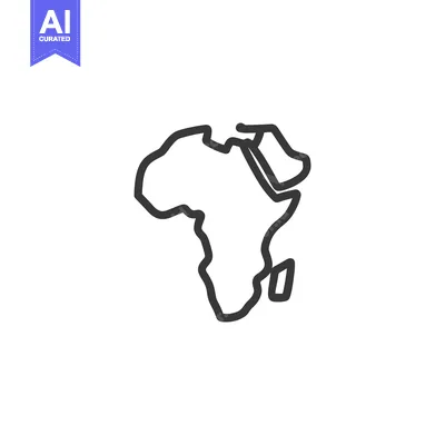 Outlined illustration depicting the geographical shape of a continent