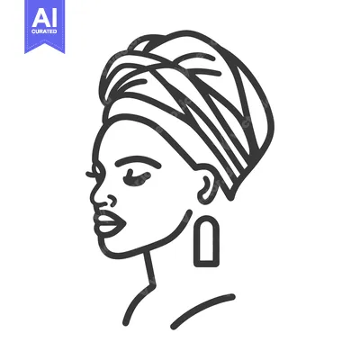 Popular premium asset: Black female portrait wearing a turban with an elegant earring
