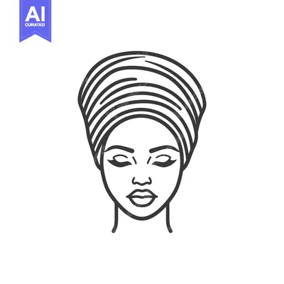A simplified line drawing of a woman with towel on head