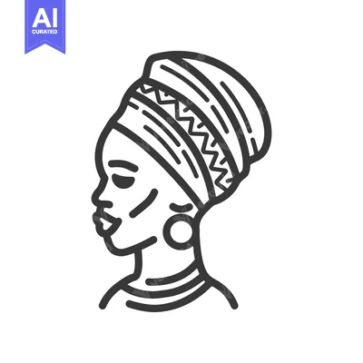 Aset desain premium: An illustrated profile of a woman wearing a head covering