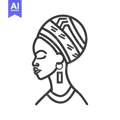 Aset desain premium: A Line Drawing Depicting the Profile of a Beautiful Woman