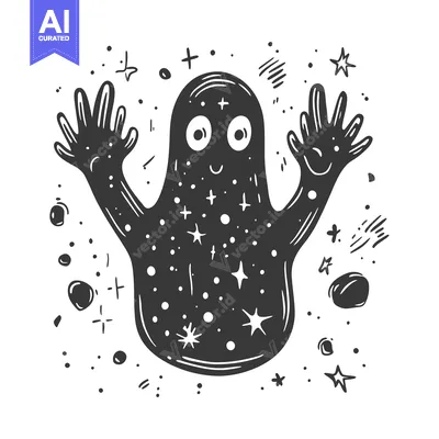 Popular premium asset: A Friendly Black and White Doodle Monster with Stars