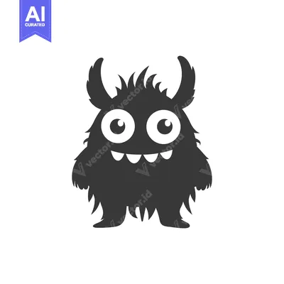 Premium design asset: A Friendly Black Monster with Big Eyes and a Grin