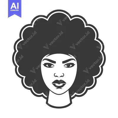 Aset desain premium: A stylized black and white illustration of a womans face