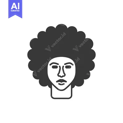 Aset premium populer: A simplistic depiction of a face with a large afro hair style