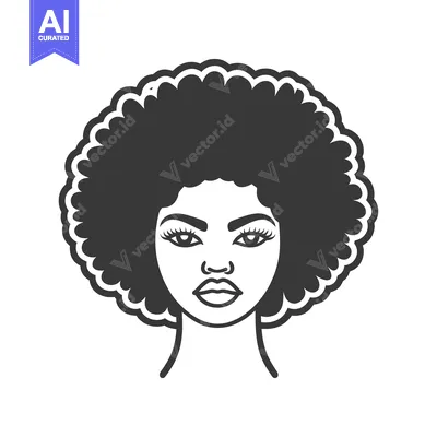 Aset premium populer: A beautiful woman is facing the viewer with an afro hair style