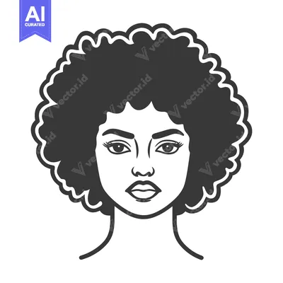 Premium design asset: A monochrome vector illustration of a beautiful woman facing forward