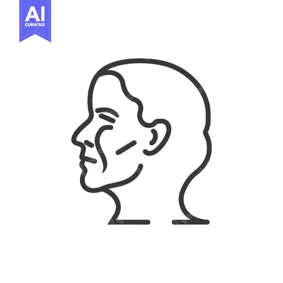 Aset premium populer: A simple black line drawing of a human face profile