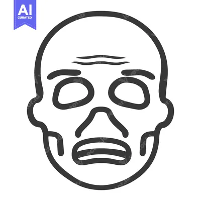 Aset premium populer: A stylized illustration of a skeletal human face expression