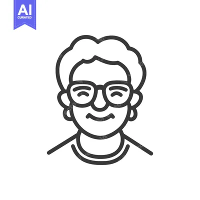Aset premium populer: An outline image of a person wearing glasses and smiling