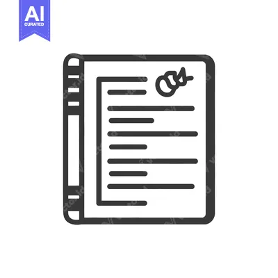 Premium design asset: A black and white vector illustration of a signed document
