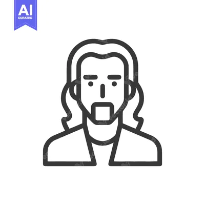 Popular premium asset: Minimalist Icon of Man with Long Hair and Goatee