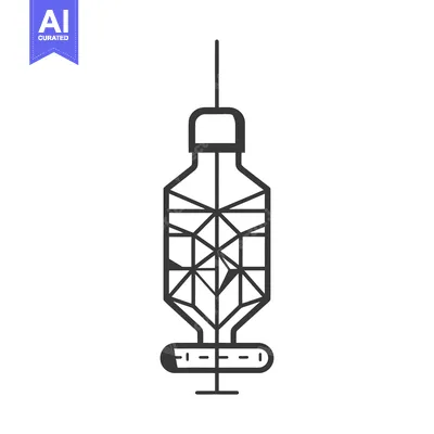 A geometric illustration of a syringe with a needle