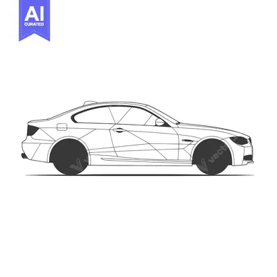 Aset desain premium: A Geometric Line Art Illustration of a Modern Sports Car