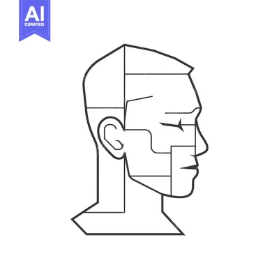 Popular premium asset: A geometric outline of a human head in profile