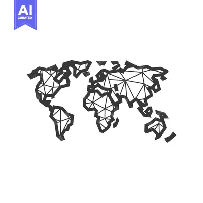 Aset desain premium: A Geometric Outline of the World Map