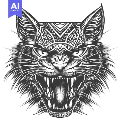 Popular premium asset: Aggressive Black and White Stylized Cat Face