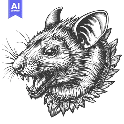 Popular premium asset: Aggressive Rat Portrait with Feather Collar