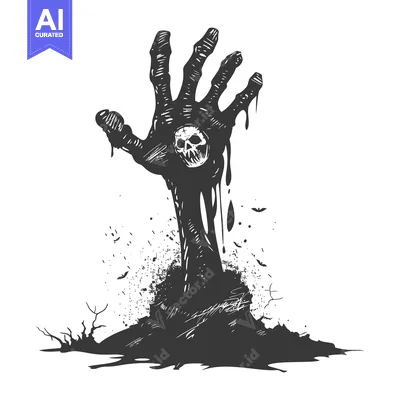 Aset premium populer: A Ghastly Hand Emerges from the Grave with a Skull Embedded in its Pal