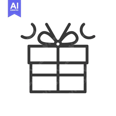 Aset desain premium: A gift box with a bow and celebratory swirls around it