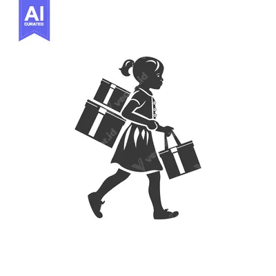 Popular premium asset: A Girl Carrying Gifts and a Shopping Bag