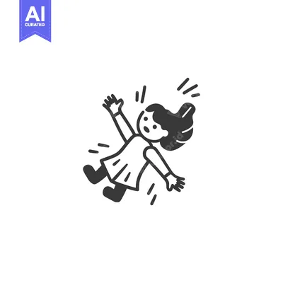Premium design asset: A Girl Falling with a Scared Expression in a Dress