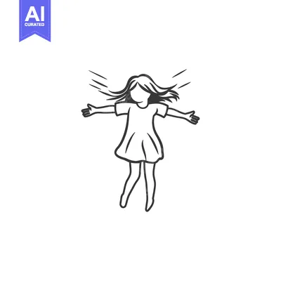 Aset premium populer: A Girl Floating in the Air with Her Arms Outstretched