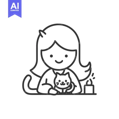 Popular premium asset: A Girl Holding a Cat with a Candle Next to Her
