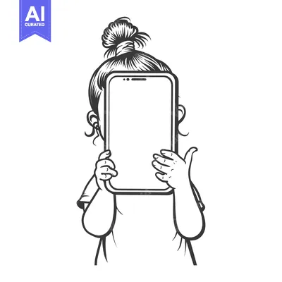 Aset desain premium: A Girl Holding a Smartphone in Front of Her Face
