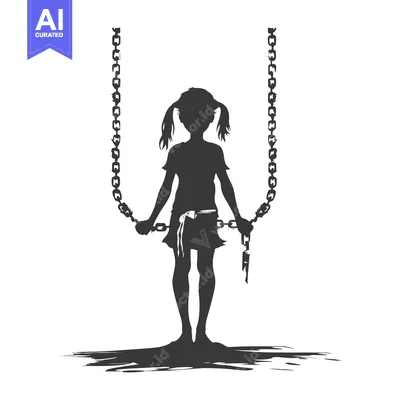 Popular premium asset: A Girl Silhouetted Holding Chains with a Key