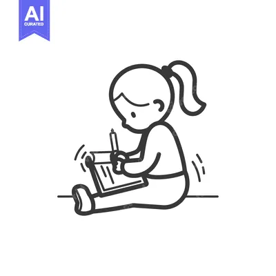 Premium design asset: A Girl Sitting and Writing in a Notebook