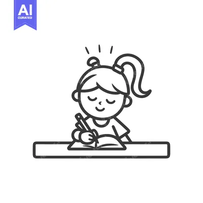 A Girl Sitting At A Desk Writing In A Notebook