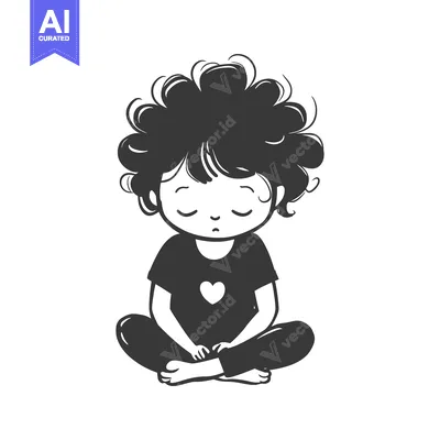 A Girl Sitting Cross-legged with Her Eyes Closed